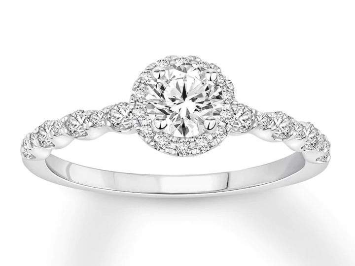 Diamond Engagement Ring 2-1/4 ct tw Princess/Round 14K White Gold | Jared